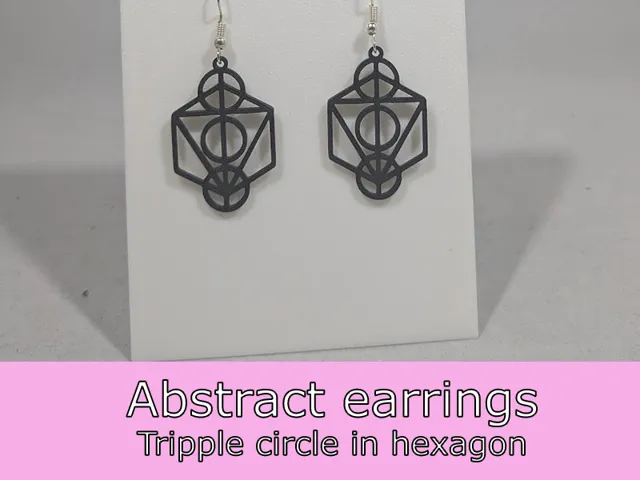 Abstract earrings - tripple circle in hexagon