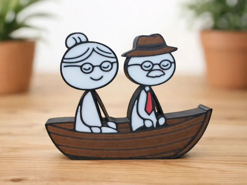 Grandparents in a Boat – Family Decoration Model