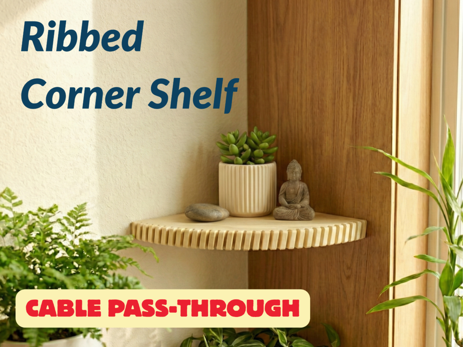 Ribbed Corner Shelf — With Cable Pass-Through