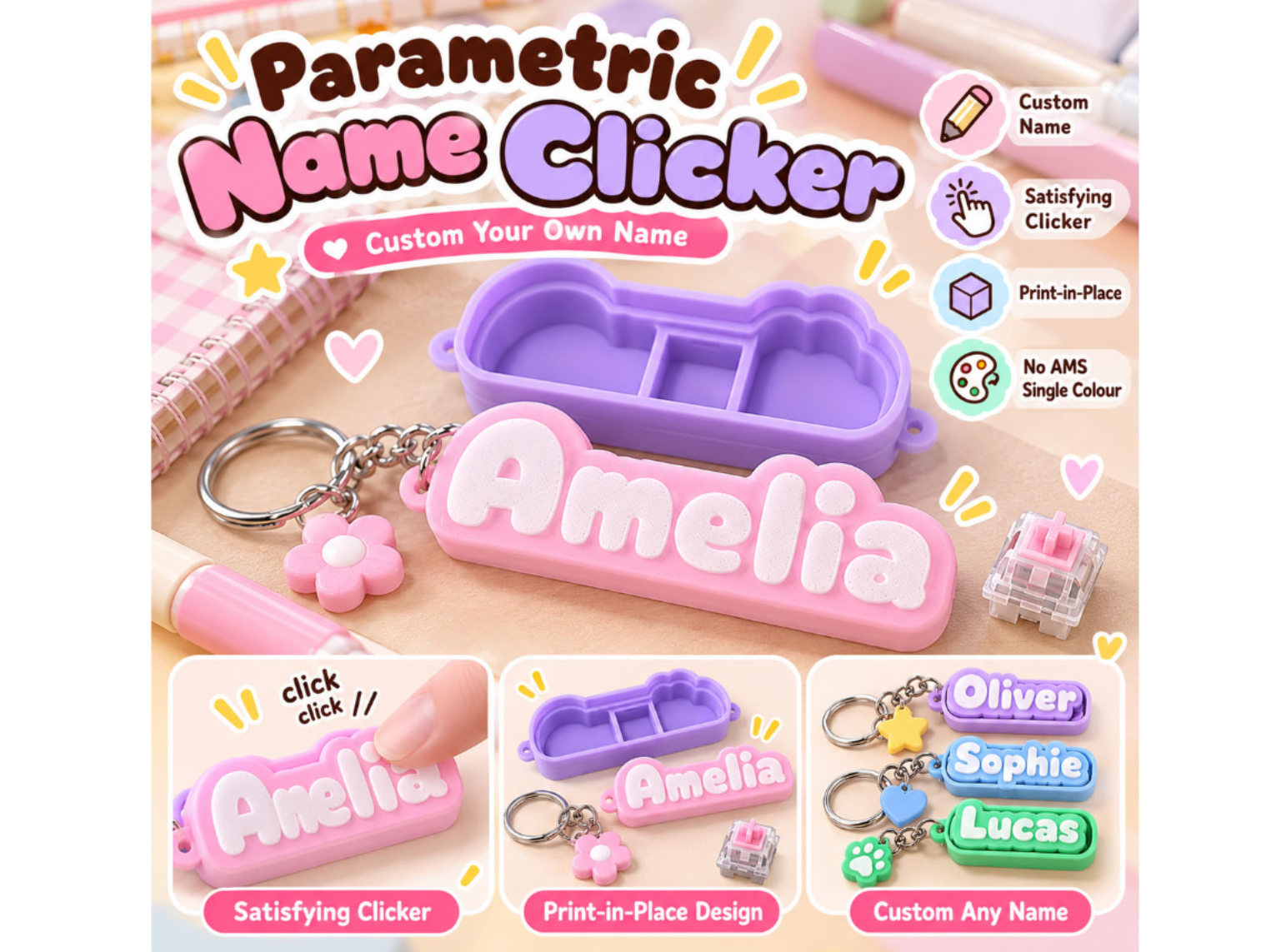 Parametric Name MX Clicker Keychain | Custom - 1