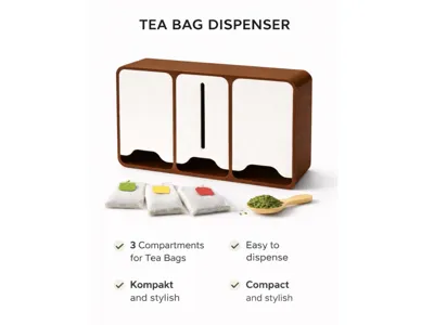 Tea Bag Dispenser 3 Compartment Organizer