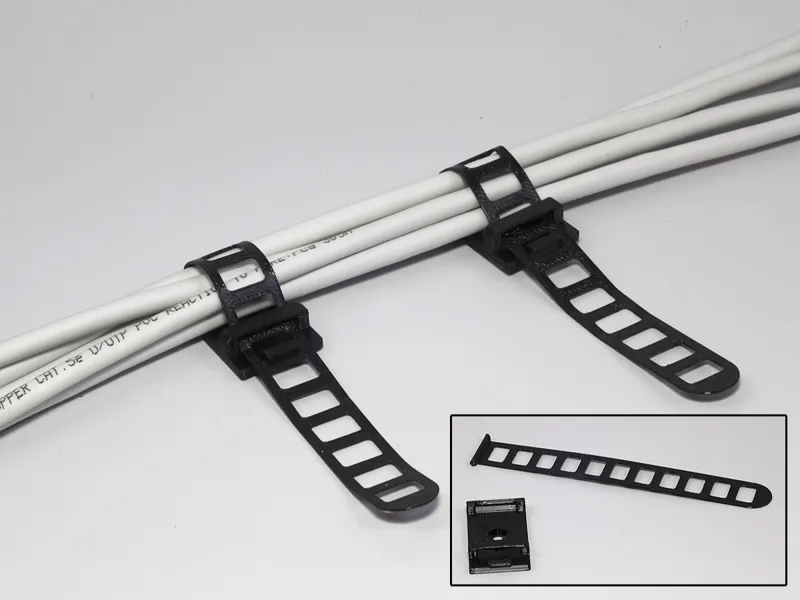 Bracket with cable mounting band -screwed or glued