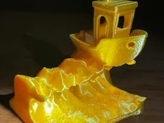 Benchy riding wave