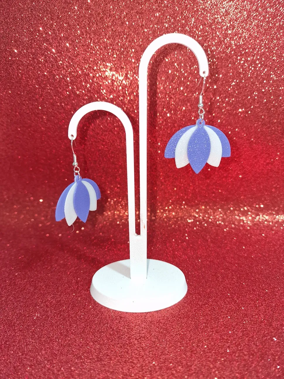 Purple lotus earrings view 3