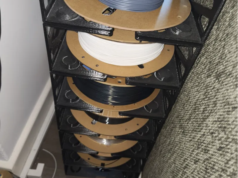 Stackable filament spool shelf