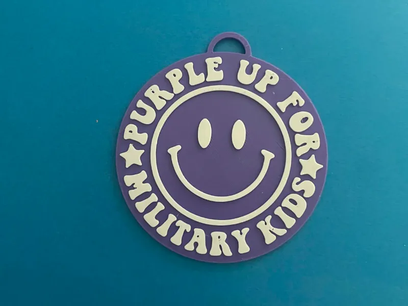Purple Up for Military Kids Support Month Keychain