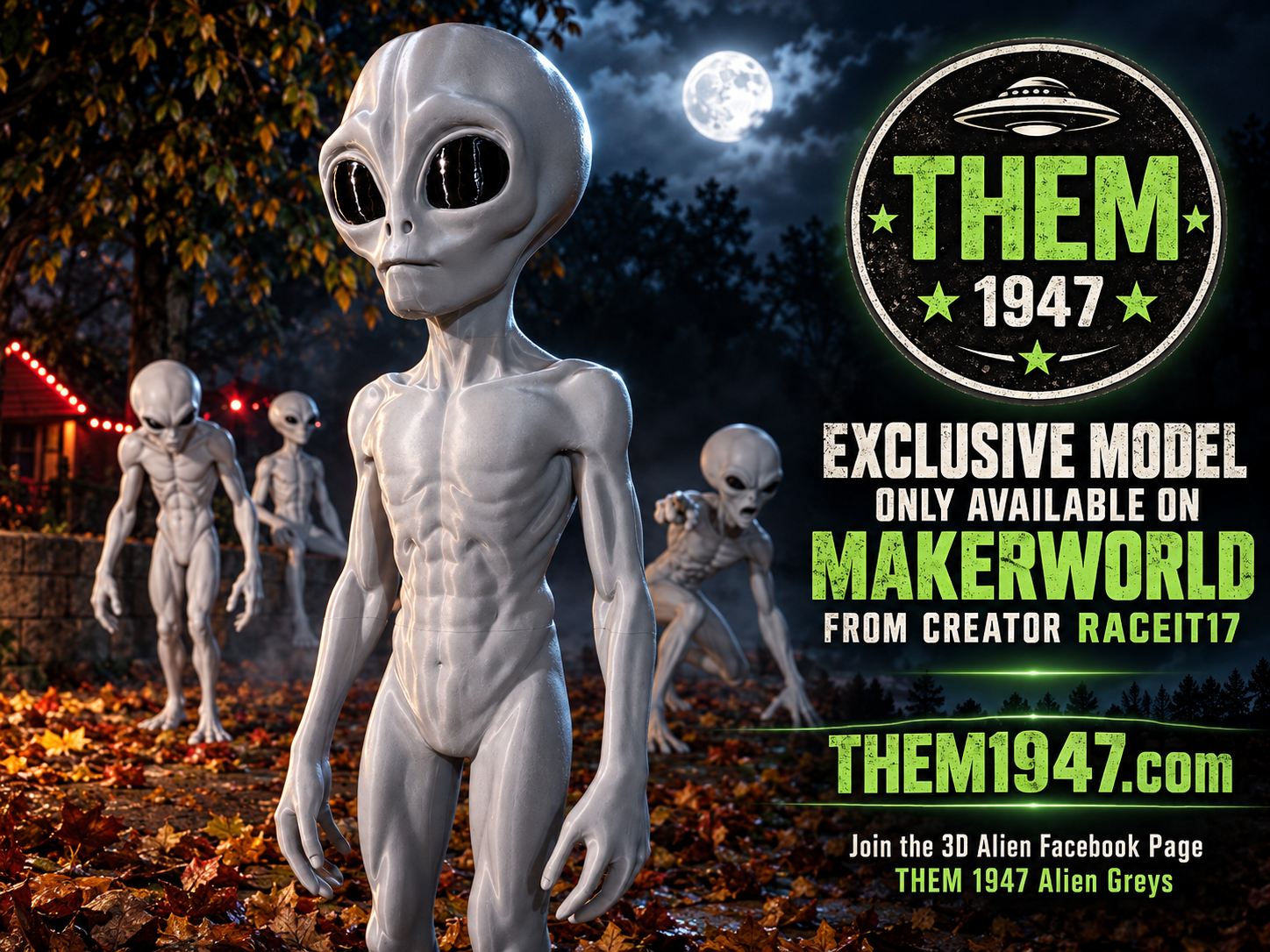 3 FOOT ROSWELL THEM 1947 Alien Greys - 1