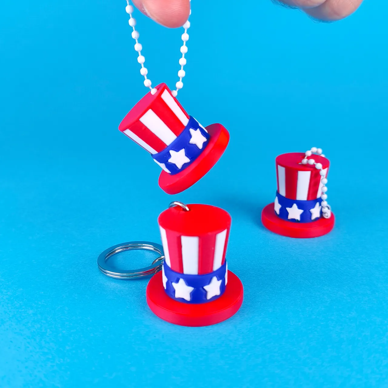 USA Uncle Sam Hat Keychain Earrings – 4th of July view 2