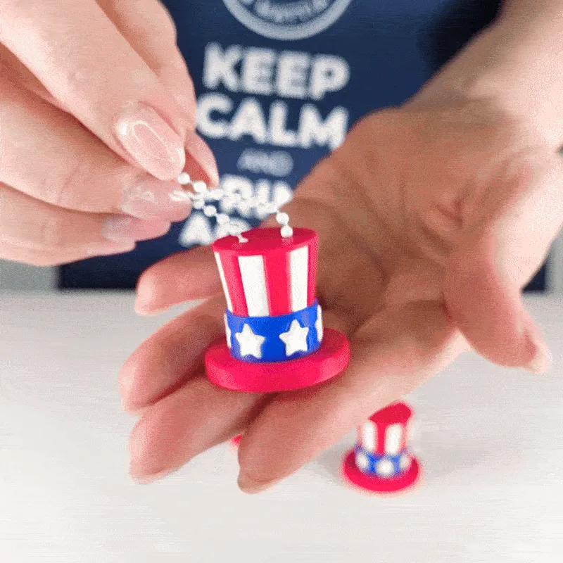 USA Uncle Sam Hat Keychain Earrings – 4th of July view 4