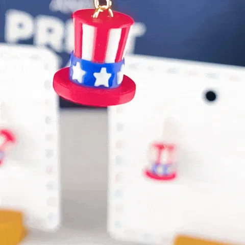 USA Uncle Sam Hat Keychain Earrings – 4th of July view 3