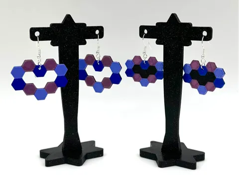 Hex heart earrings V2