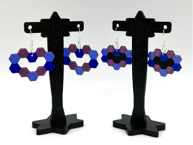 Hex heart earrings V2
