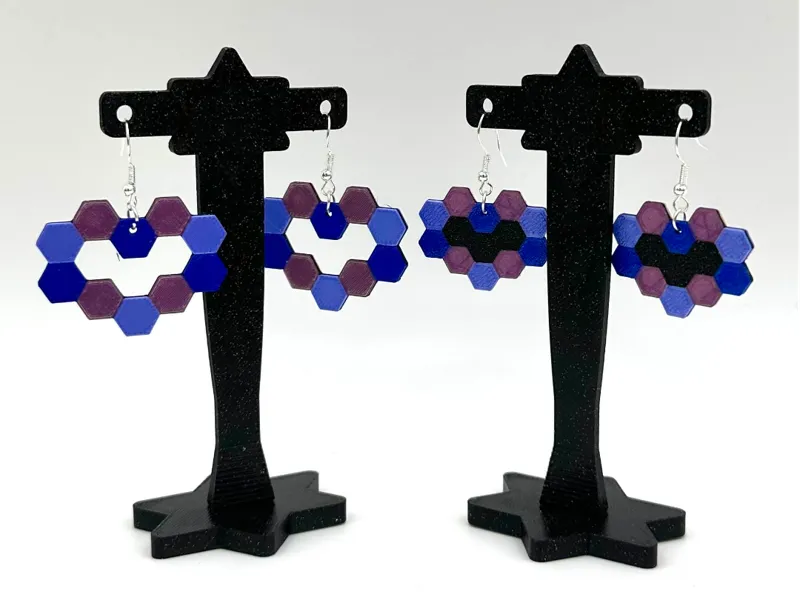 Hex heart earrings V2