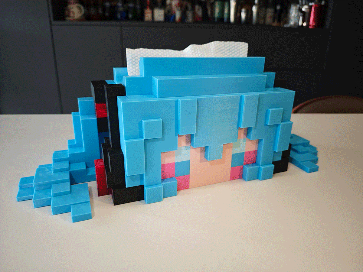 Miniatura 1 do modelo 3D 初音未来像素纸巾盒(无需AMS)大号+小号A1mini版本