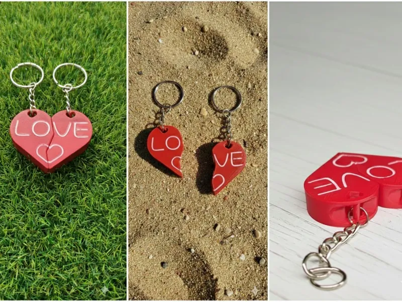 Two Parts, One Heart Keyring