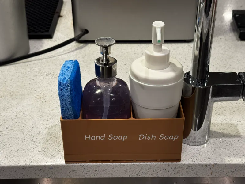 Liquid hand soap + dish soap + sponge holder