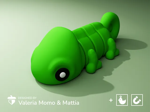 Cute Flexi Pets Chameleon (Keychain & Magnet)