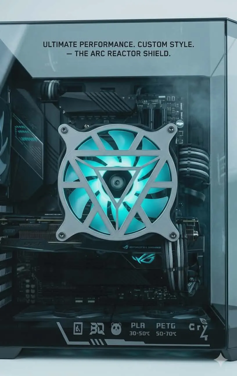 Iron Man Arc Reactor 120mm PC Fan Cover - Free 3D Print Model - MakerWorld