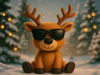 3D Funny  Christmas Reindeer