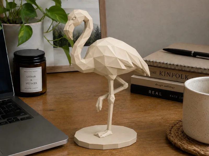Polygon Flamingo | Tropical Low Poly Decor