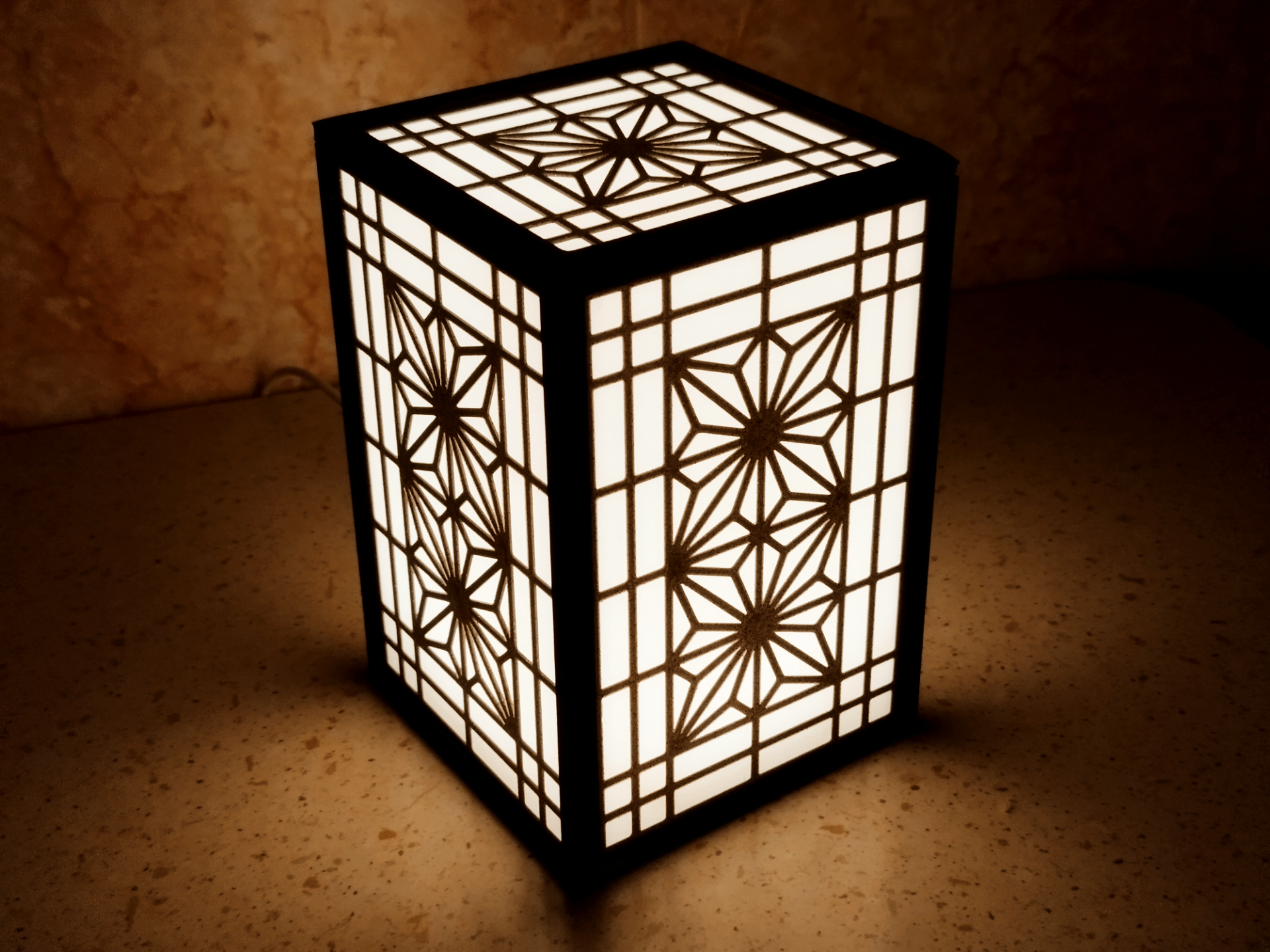 Japanese Kumiko LED Desk Lamp (Asanoha)