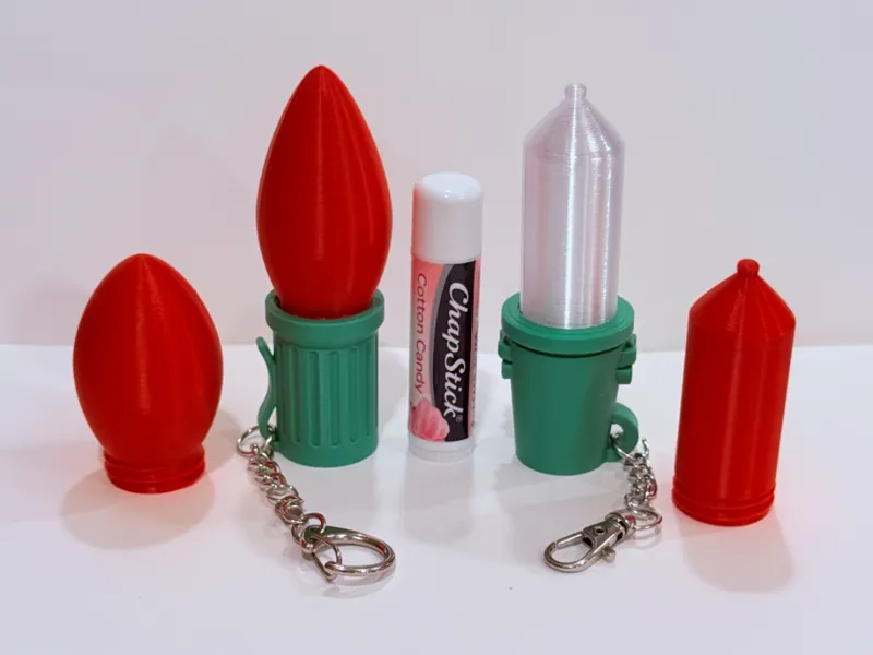 Christmas Bulb Lip Balm Container w Keychain