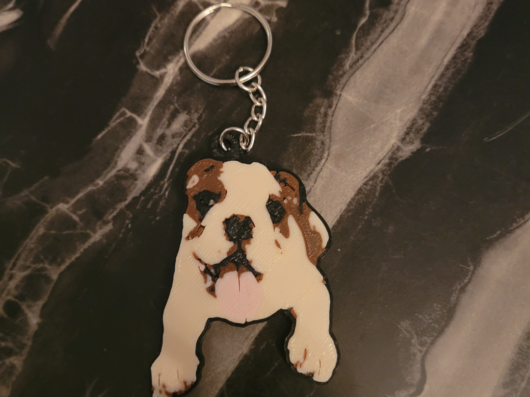 Custom Bulldog Keychain – Weeba the Baby Bulldog 