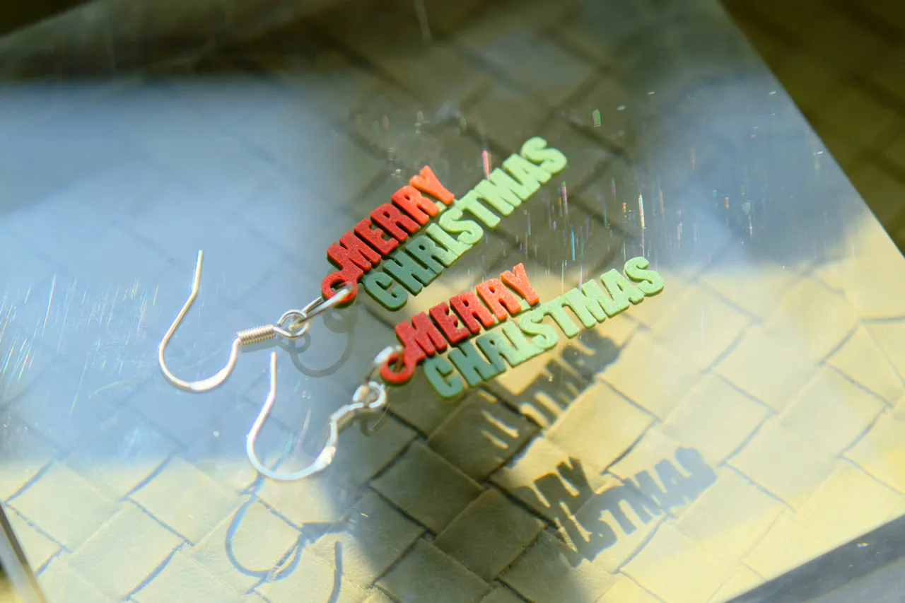 Festive Merry Christmas Letter Earrings view 2