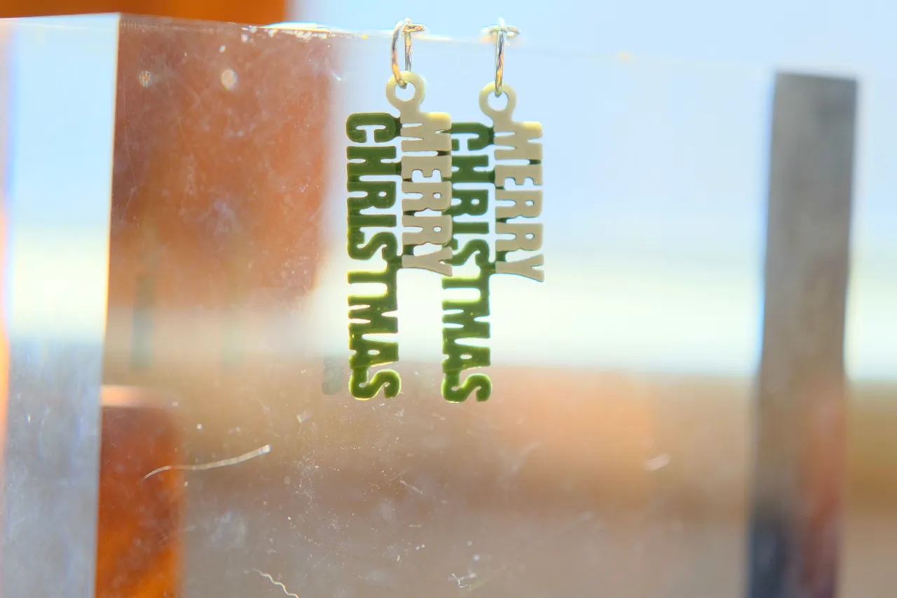 Festive Merry Christmas Letter Earrings view 4
