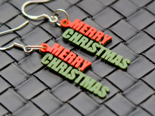 Festive Merry Christmas Letter Earrings