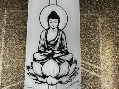Buddha on a lotus flower white background bookmark