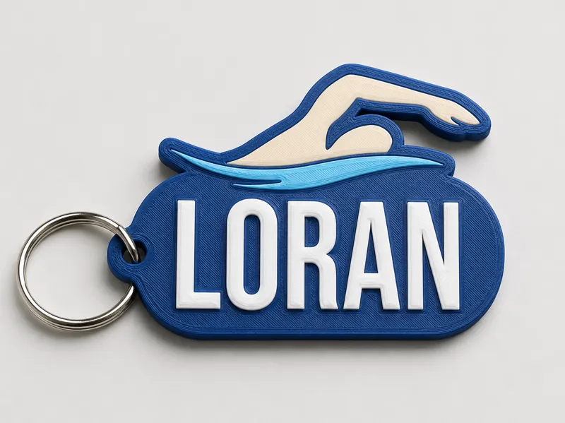 Loran's swimming name tag
