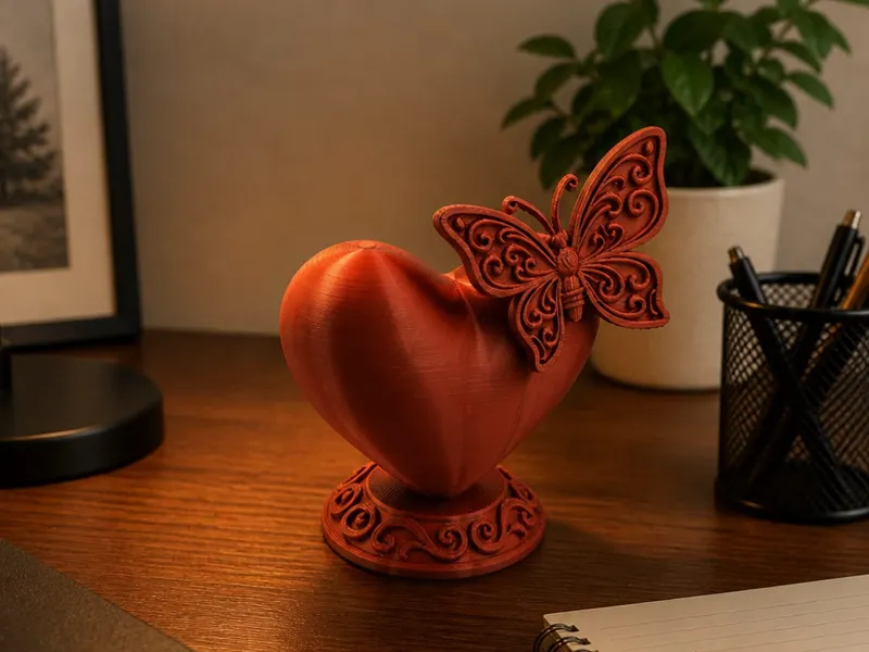 Elegantes Herz mit Schmetterling