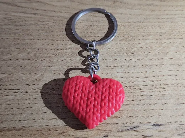 Knitted heart keychain