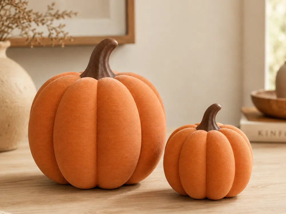 Adorno temático: Autumn Pumpkin Decor Set Fuzzy SkinFall Home Decor. Referencia del modelo original.