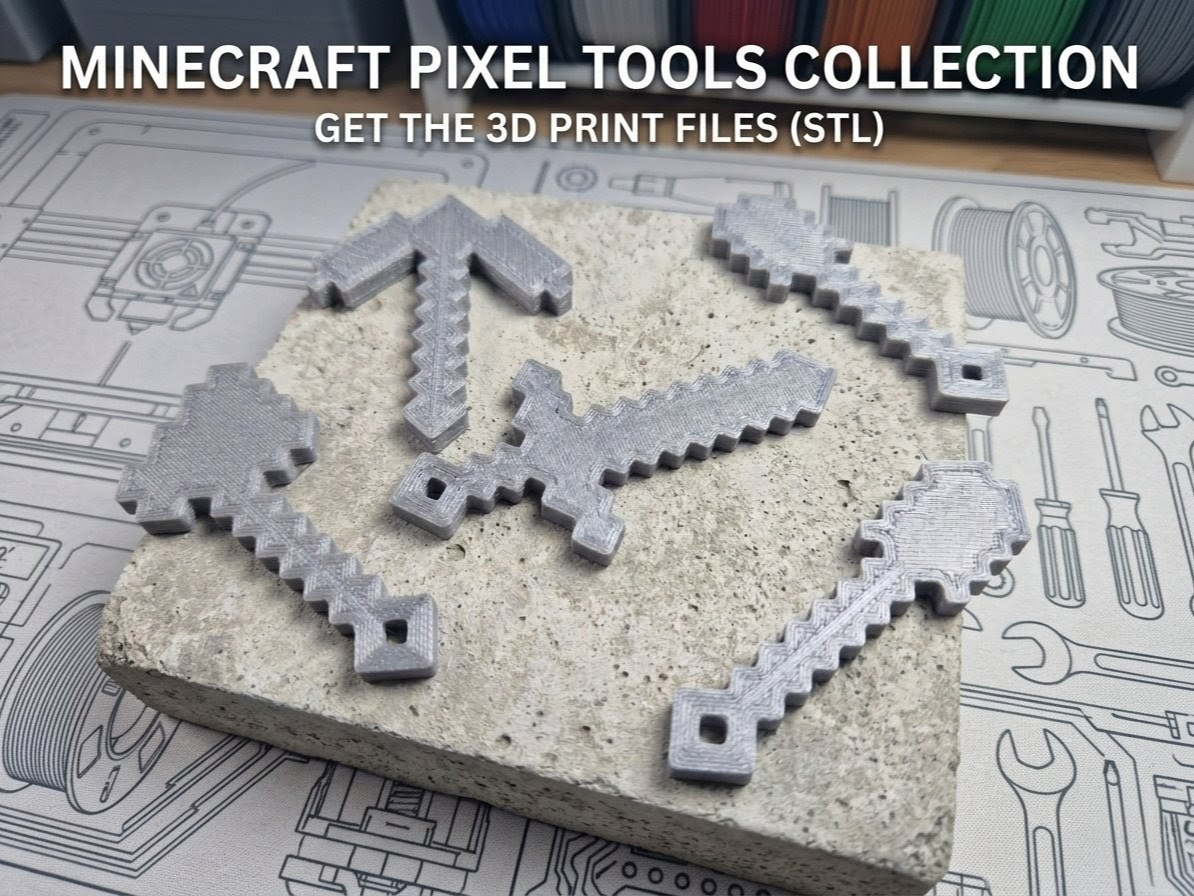 Minecraft Tool Keychain Set - 5 Pixel-Art Tools
