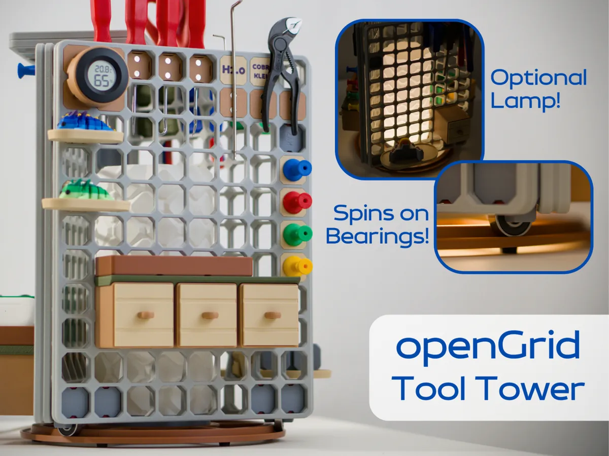 Computer Tools Tower Tool Tower: Modular openGrid Desktop Organizer - Free 3D Print Model ...
