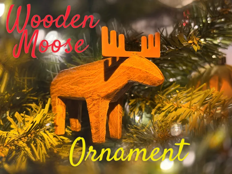 Wooden Moose Christmas Ornament
