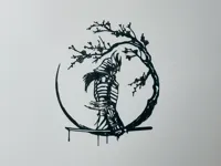 Décoration murale silhouette de samouraï sous un cerisier — photo 3