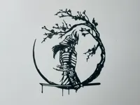 Décoration murale silhouette de samouraï sous un cerisier — photo 2
