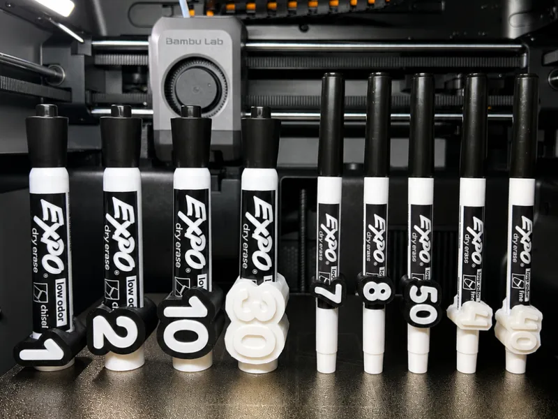 Numbered Dry Erase Expo Marker Toppers 1-50