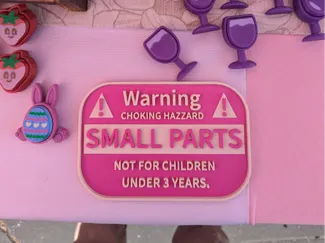 Small parts warning sign