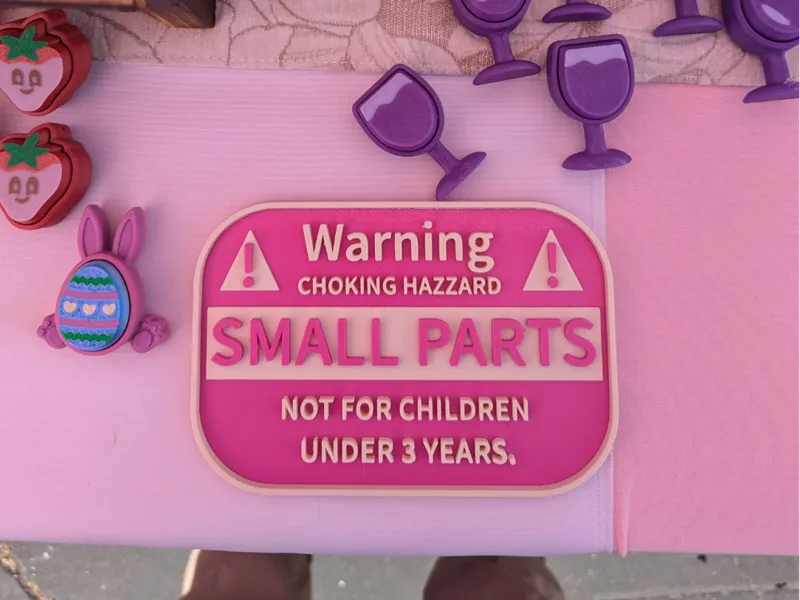 Small parts warning sign