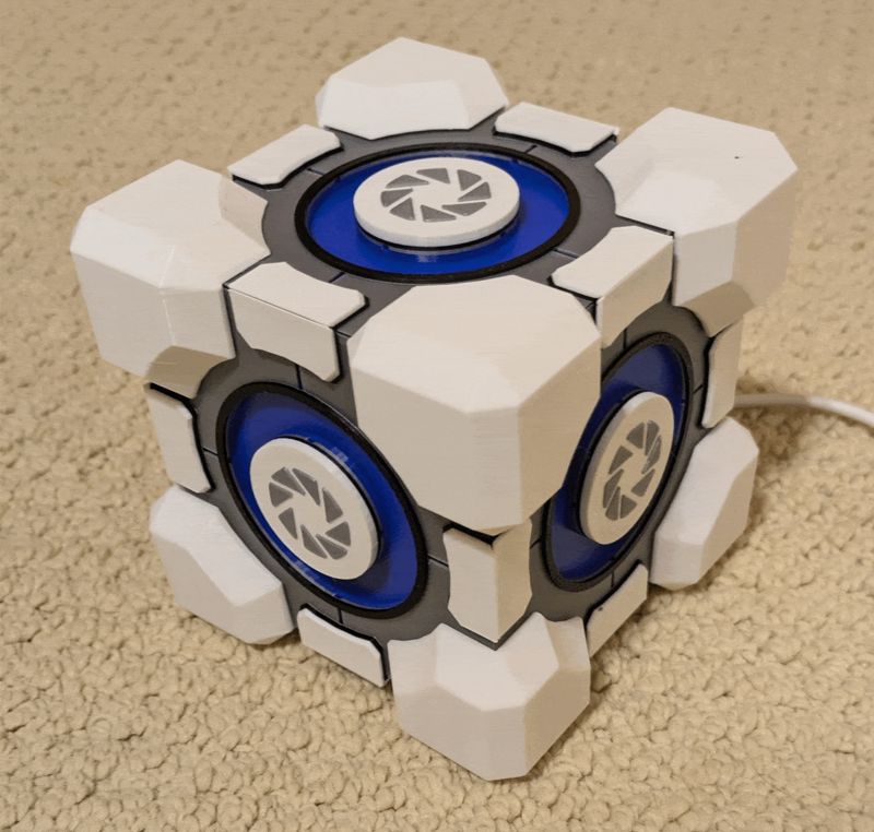 Portal 2 Storage Cube box, with light up option