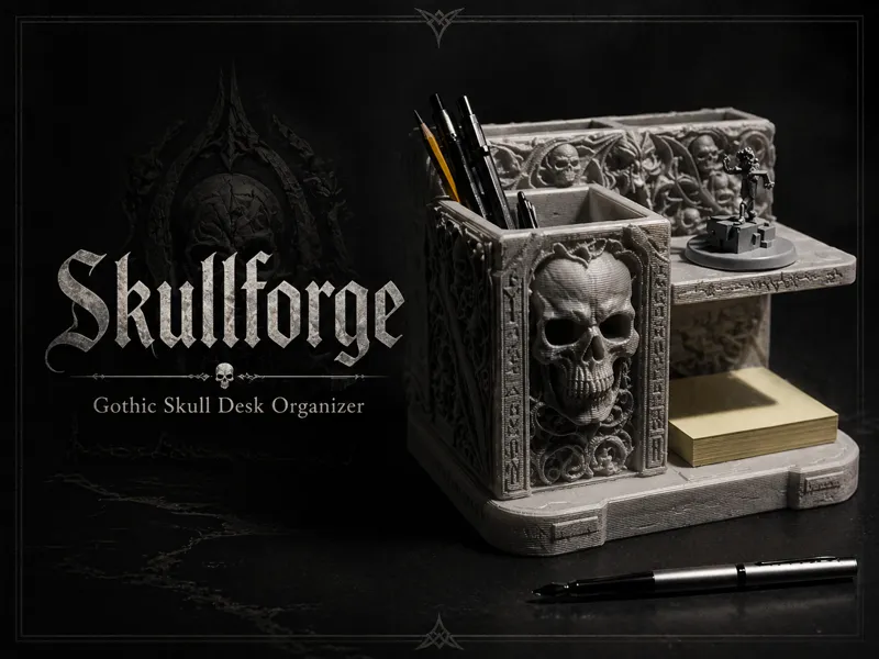 Skullforge // Gothic Skull Desk Organizer