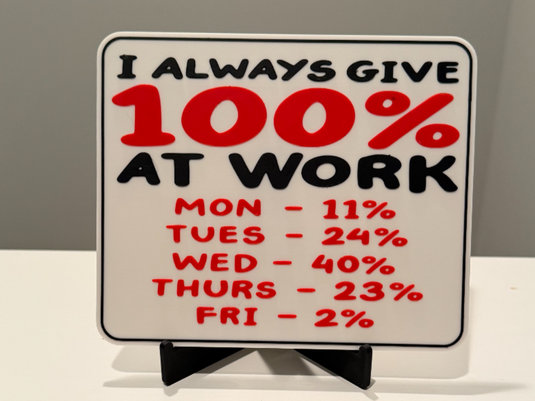 I ALWAYS GIVE 100% AT WORK 