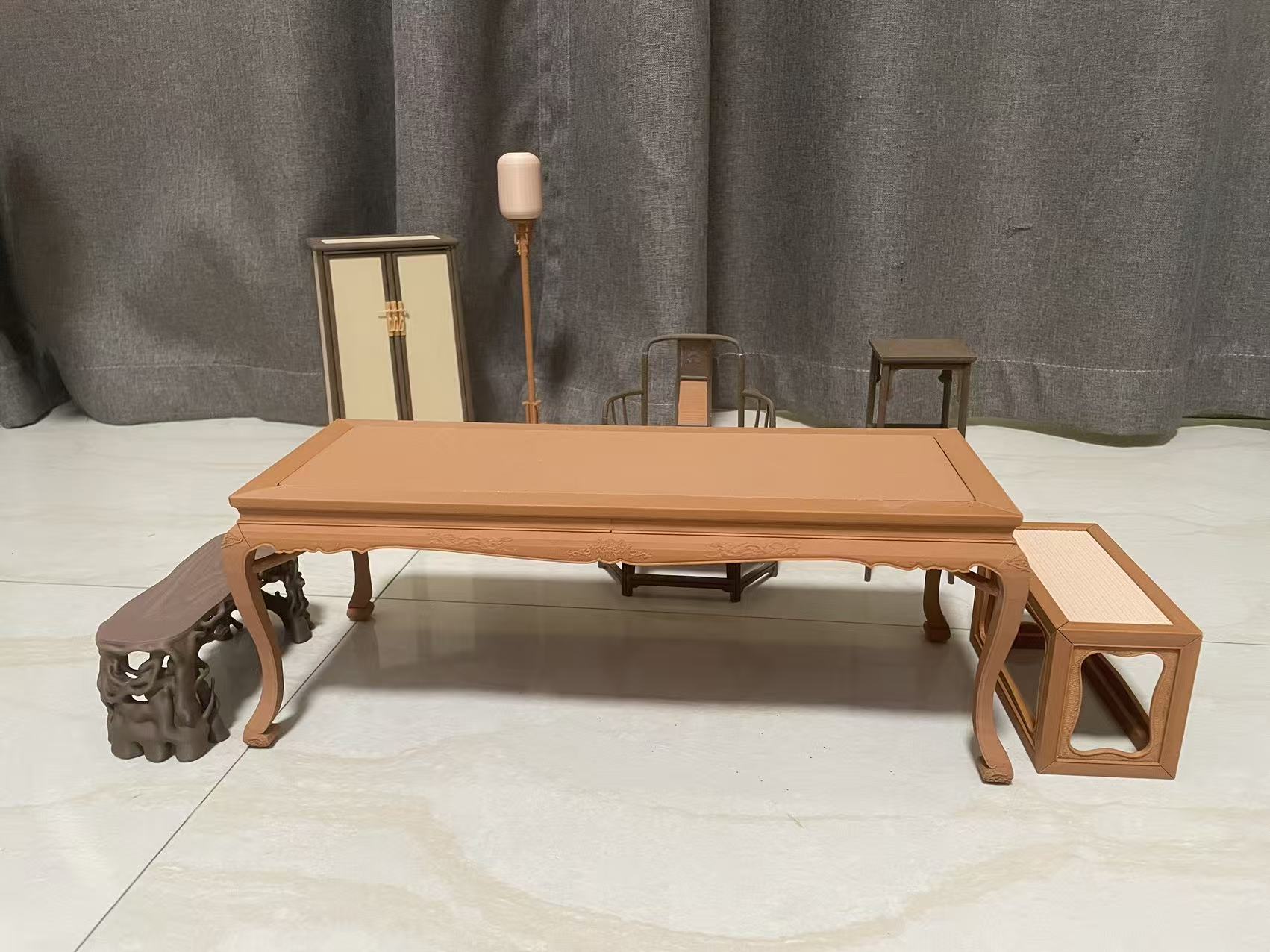 Miniatura 2 do modelo 3D 古人的”模块化“家具：四面平组合座榻，1：6比例模型