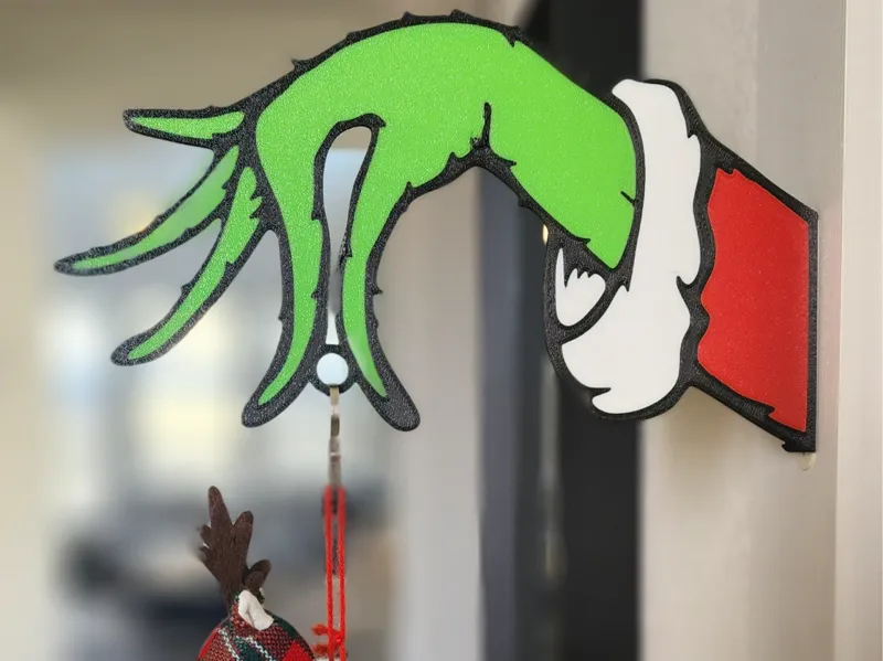 Grinch Hand Wall Mount Ornament/Mistletoe Hanger 