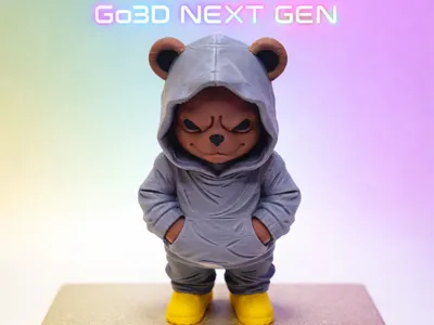 Cool Bear Hoodie Figure with a strong expression