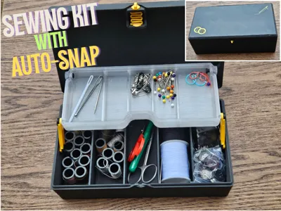 Sewing kit with auto-snap mechanism